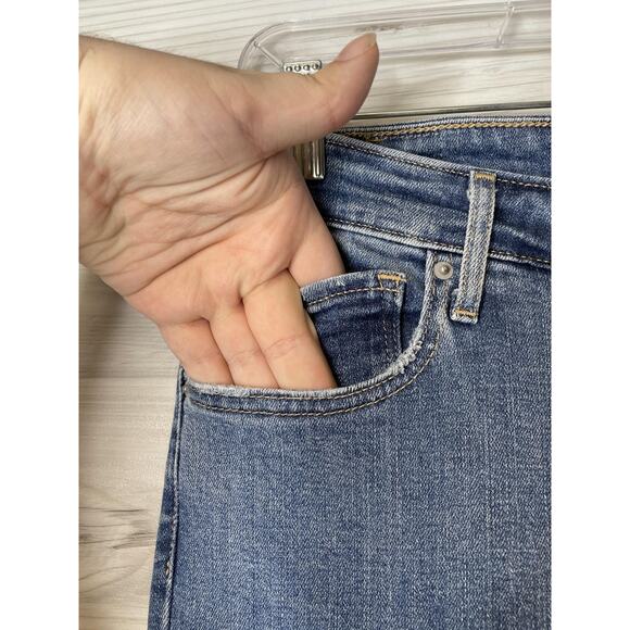 Levis 721 High Rise Skinny Jeans Womens 30 Distressed Frayed Hem Stretch Denim - Picture 3 of 15